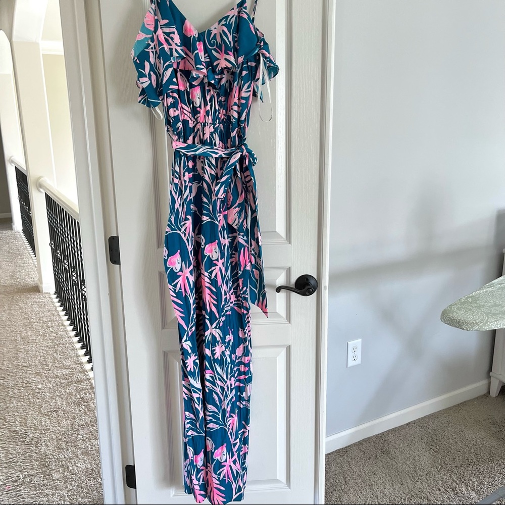 Lilly Pulitzer Emilia Cold Shoulder Jumpsuit, It’s Prime Time, Size S